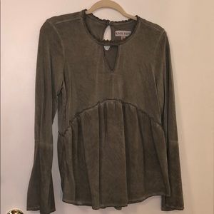 Olive Green Blouse w/Bell Sleeves
